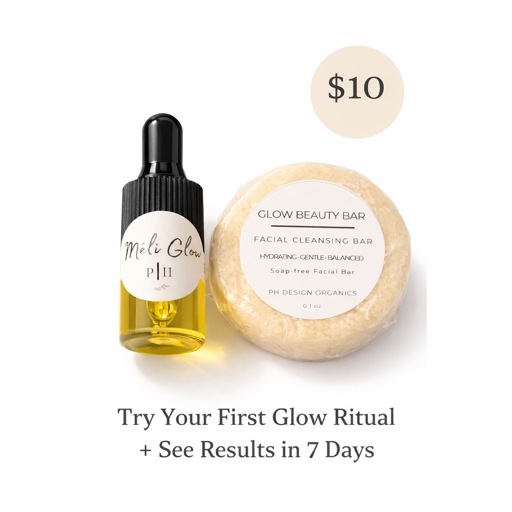 PH Design Organics Glow Ritual Set Meli Glow Oil and Glow Beauty Bar Cleanser‎